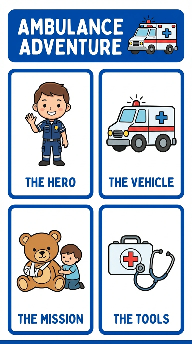 Ambulance Adventure Flashcard for Kids - Fun Rescue Learning