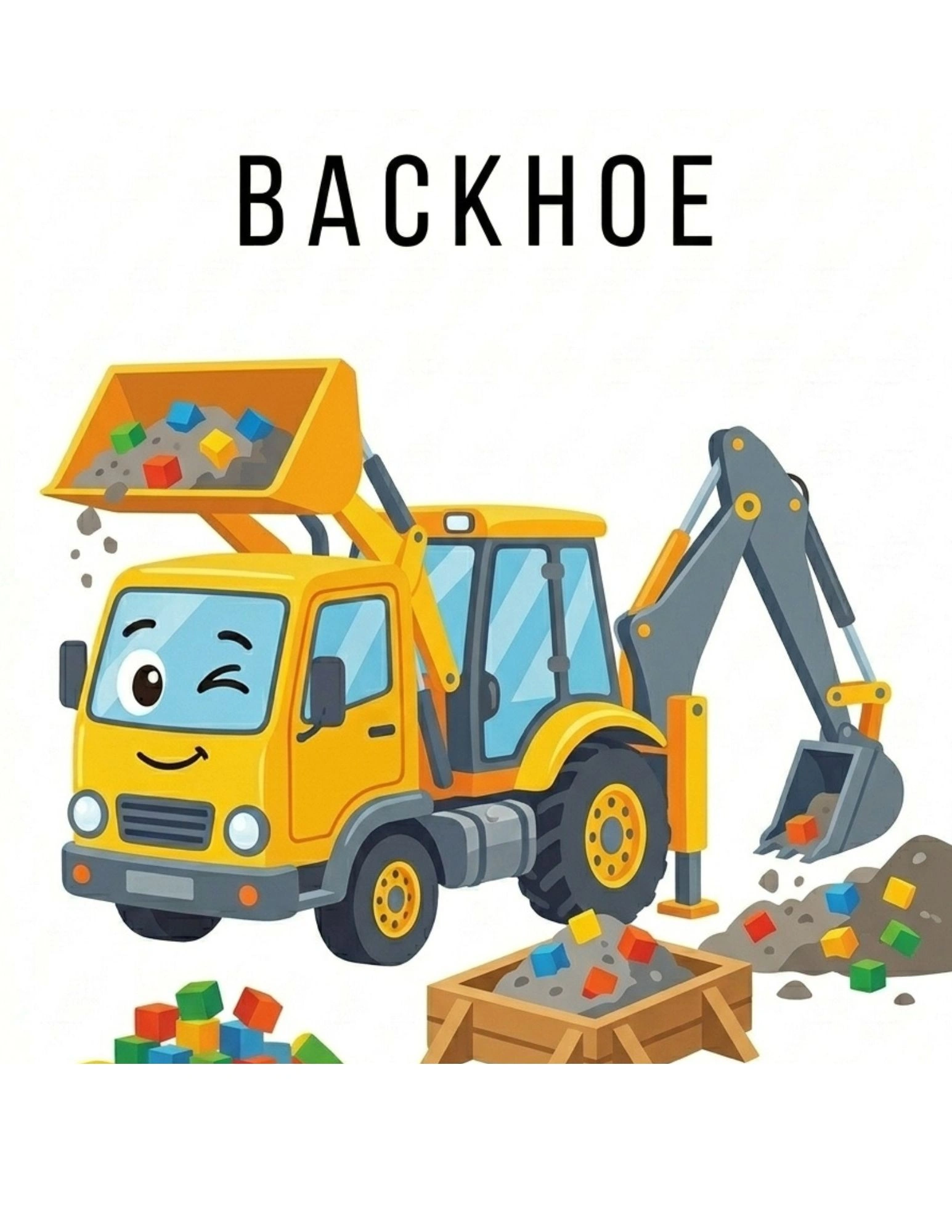 Backhoe Construction Vehicle for Kids - Fun Loader and Digger Card