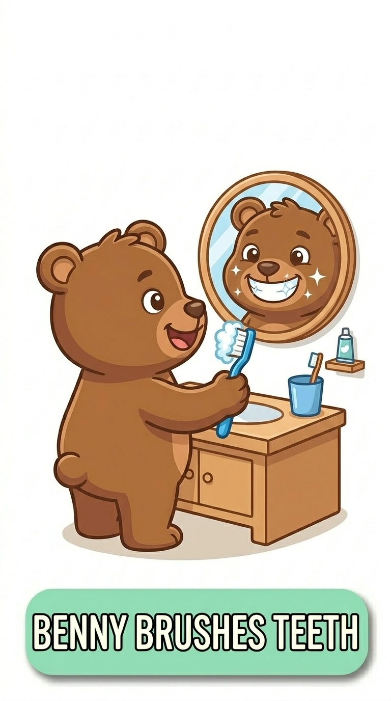Benny Brushes Teeth Daily Routine Flashcard