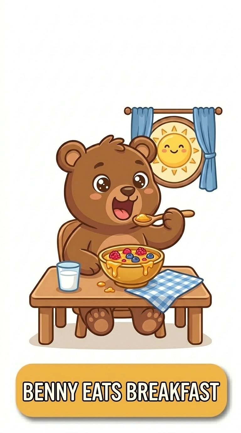 Benny Eats Breakfast Daily Routine Flashcard