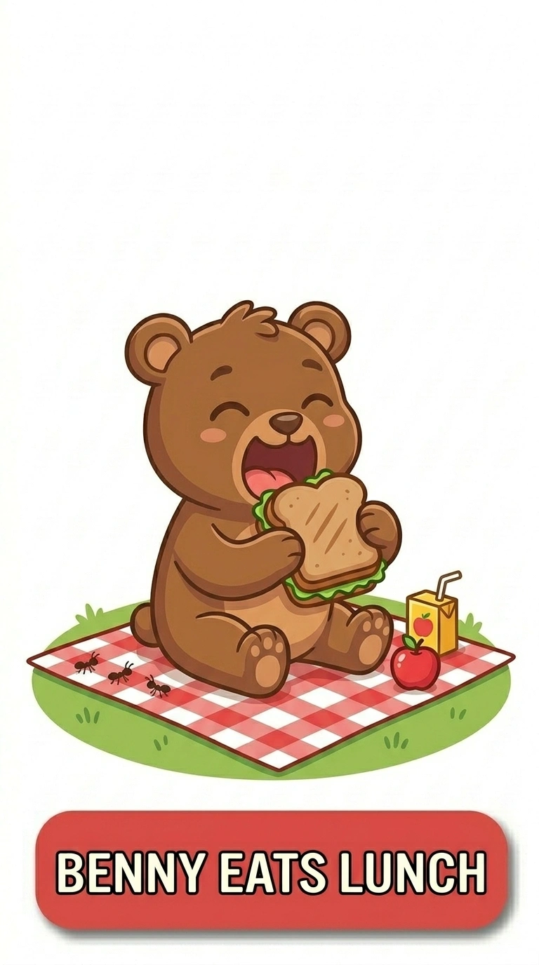 Benny Eats Lunch Daily Routine Flashcard