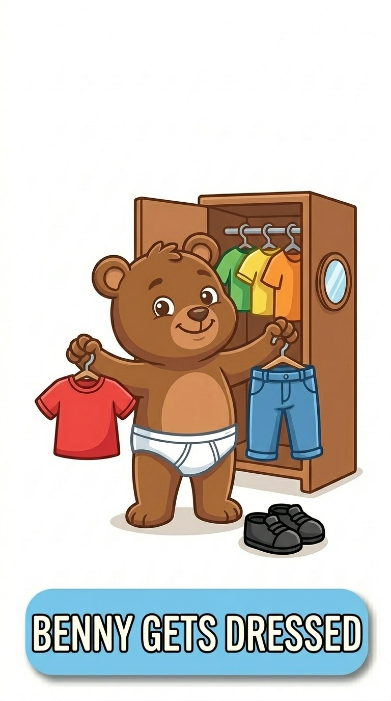 Benny Gets Dressed Daily Routine Flashcard