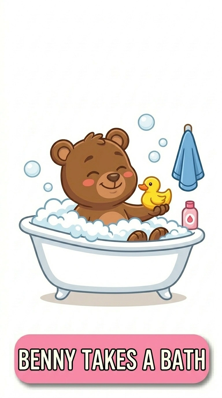 Benny Takes a Bath Daily Routine Flashcard