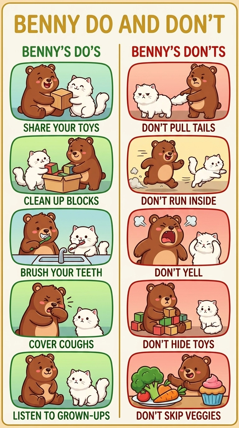 Benny's Do and Don't Poster for Kids | Manners and Social Skills Chart