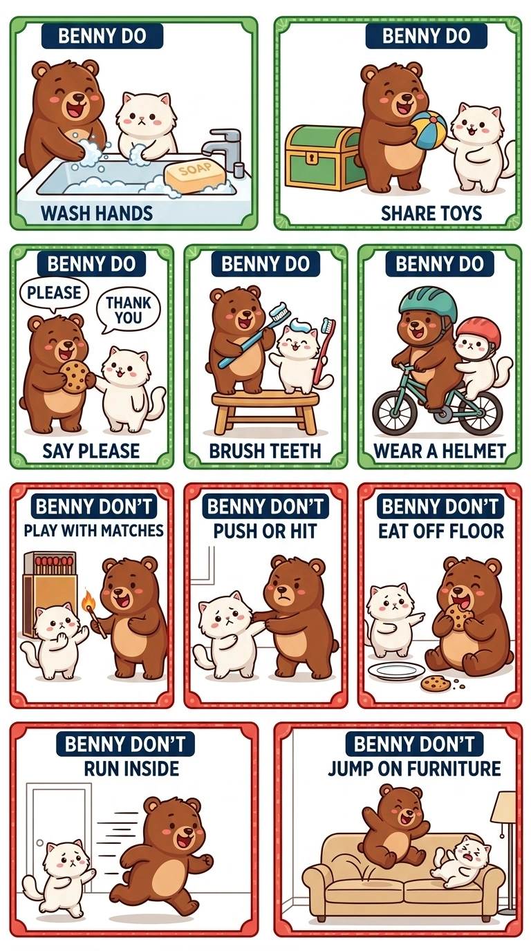 Benny's Do and Don't Rules for Kids | Manners and Safety Poster