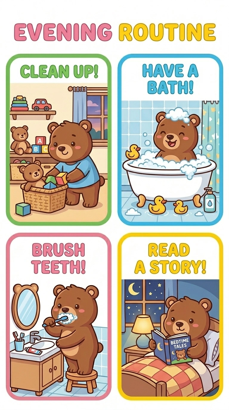 Benny's Evening Routine Chart for Kids | Printable Bedtime Activity