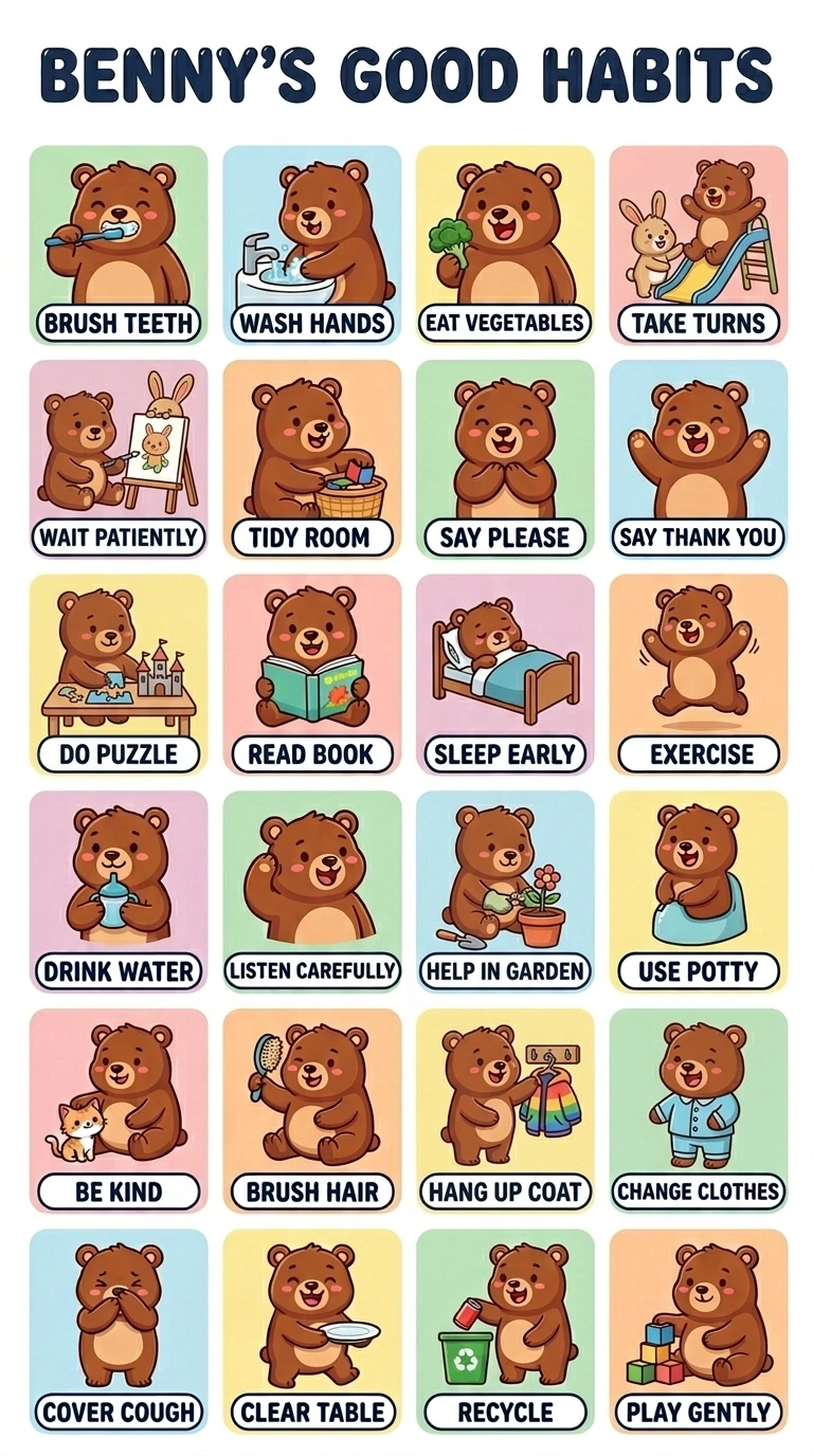 Benny's Good Habits Poster for Kids | Printable Healthy Habits Chart
