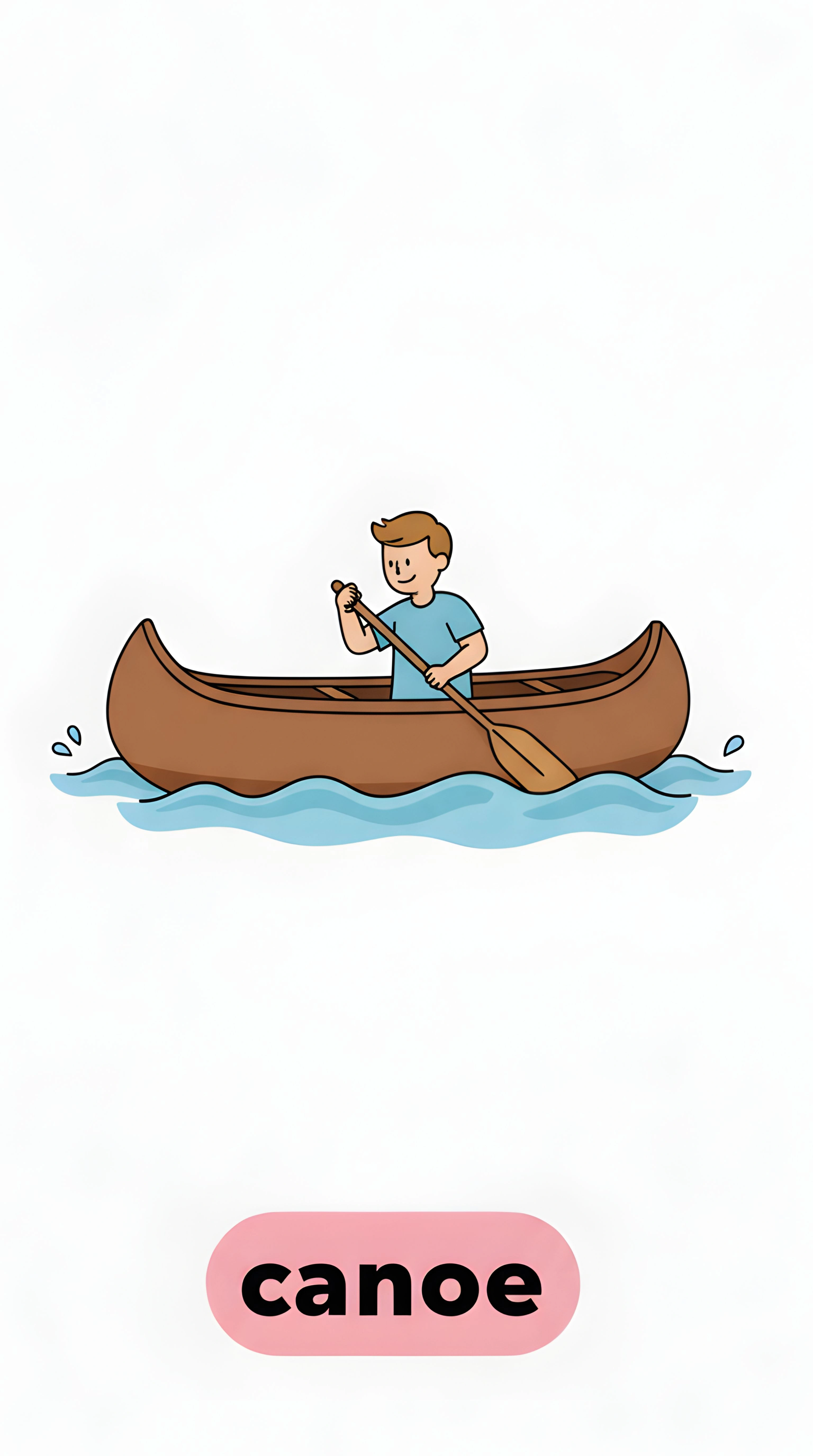 Canoe Flashcard for Kids - Fun Water Transport Learning Art