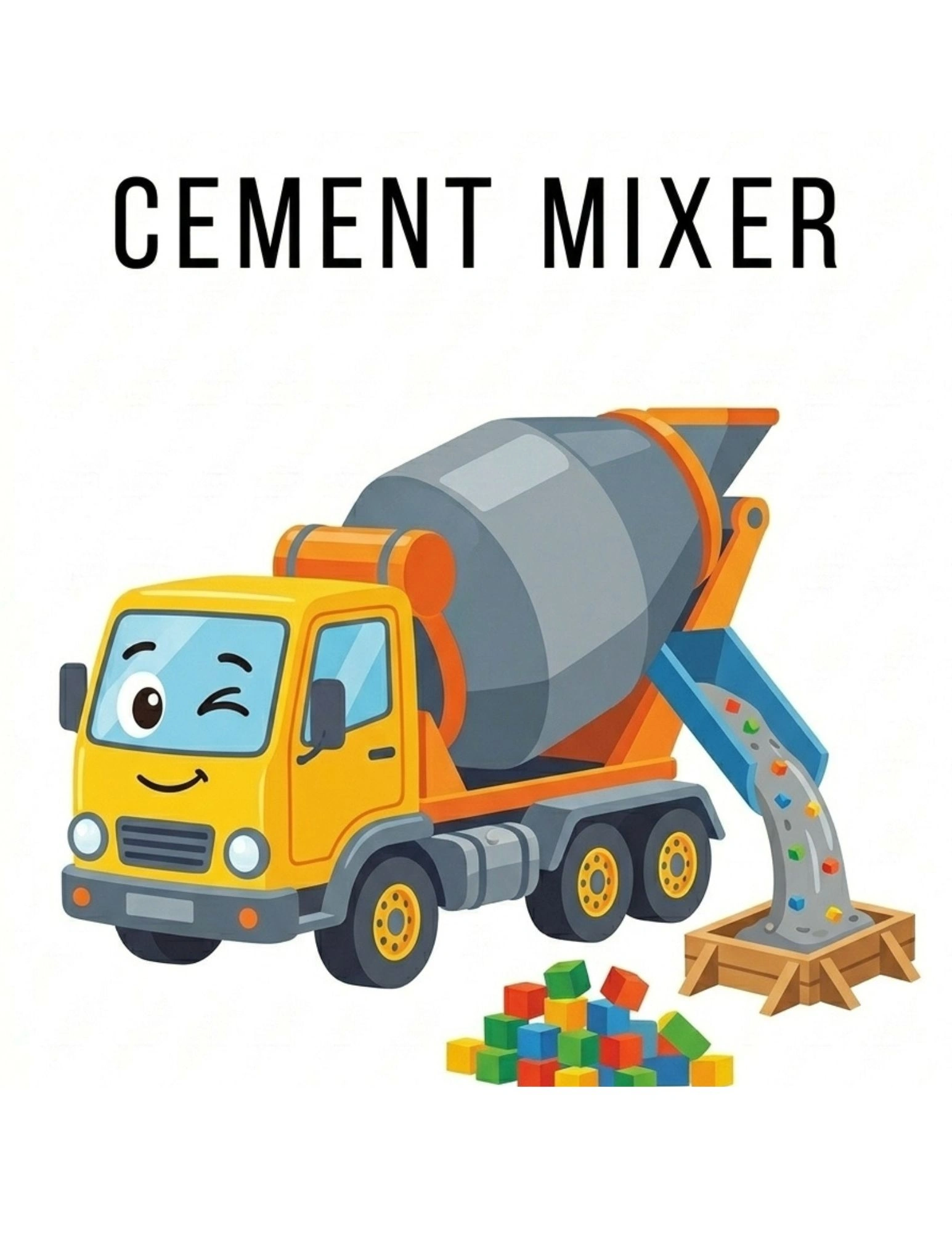 Cement Mixer Construction Vehicle for Kids - Fun Building Machine Card