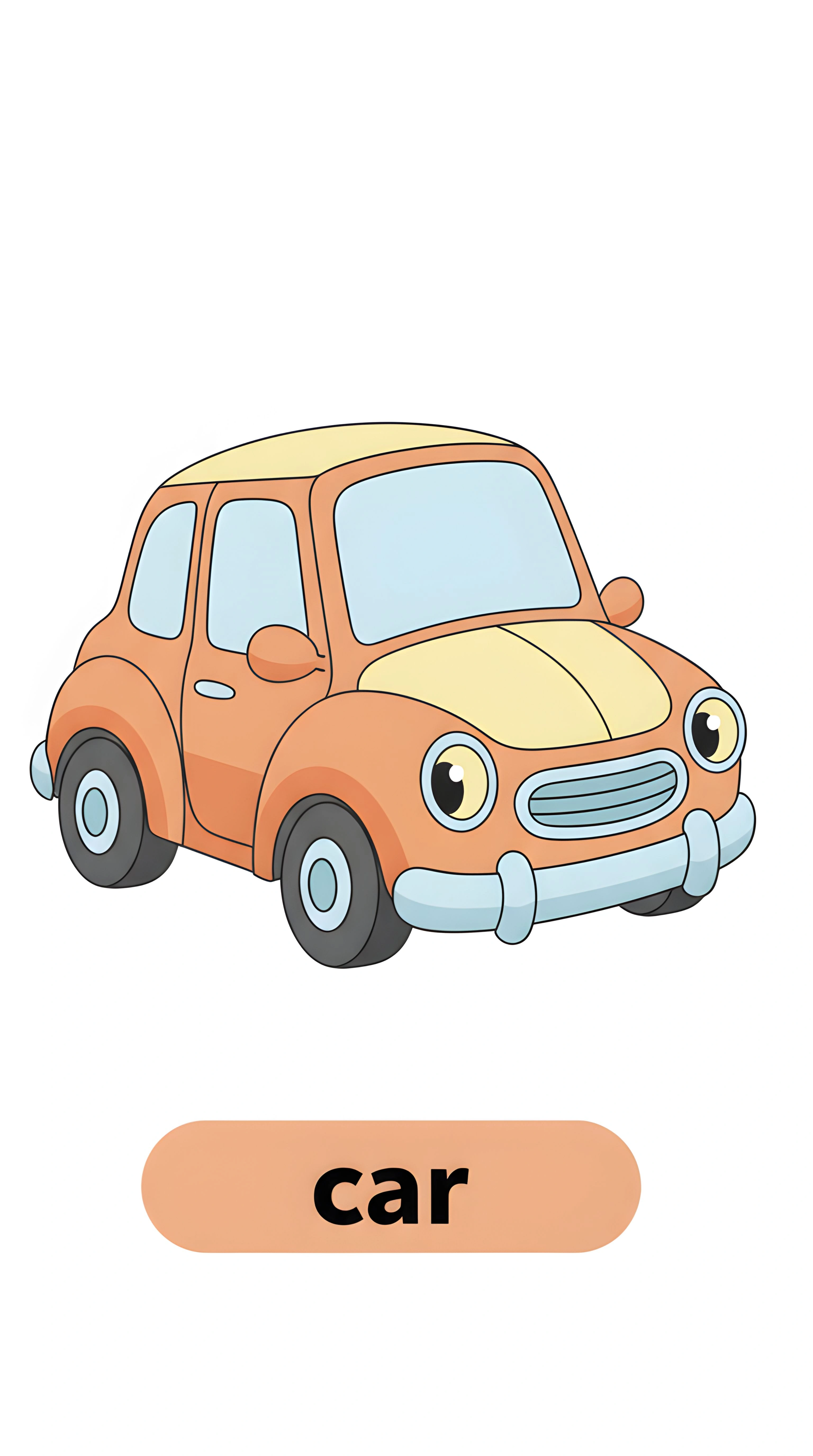 Cute Car Flashcard for Kids - Fun Transport Learning Activity