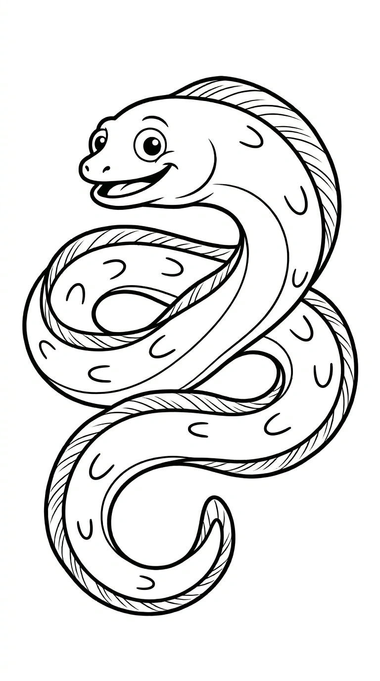 Cute Eel Coloring Page for Kids - Fun Ocean Animal Art