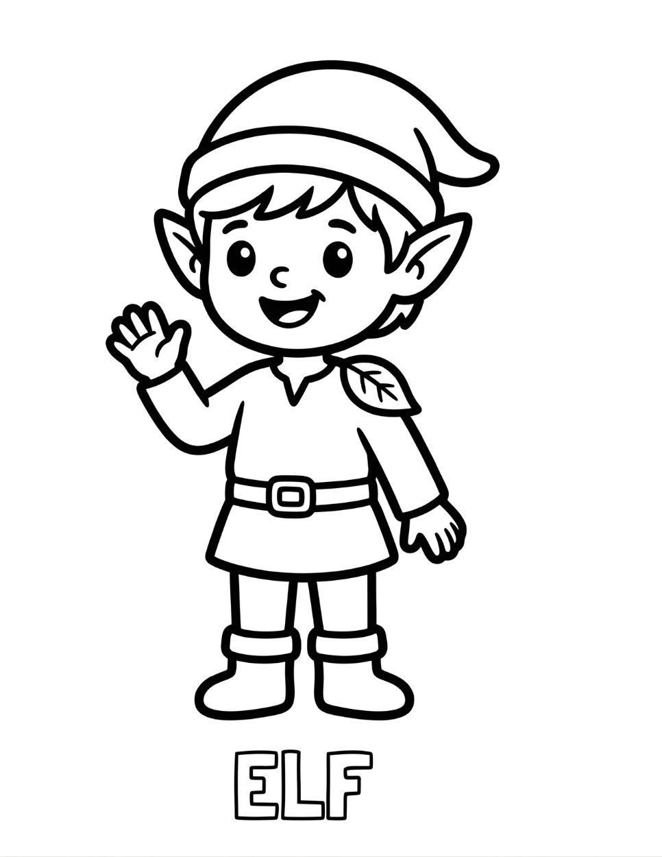 Cute Magical Elf Coloring Page for Kids | Free Printable Fairy Tale Activity