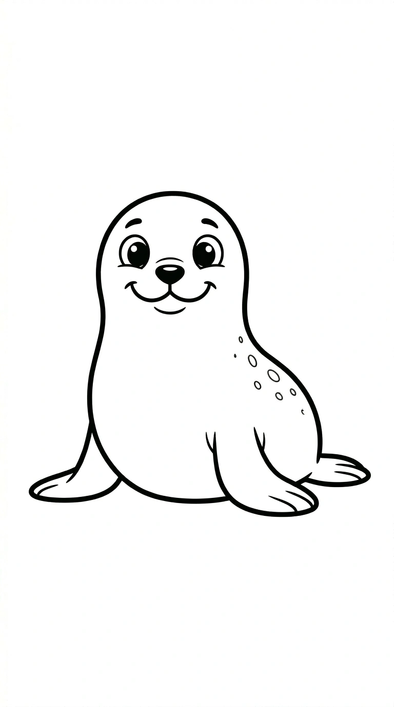 Cute Seal Coloring Page for Kids - Printable Ocean Animal Art