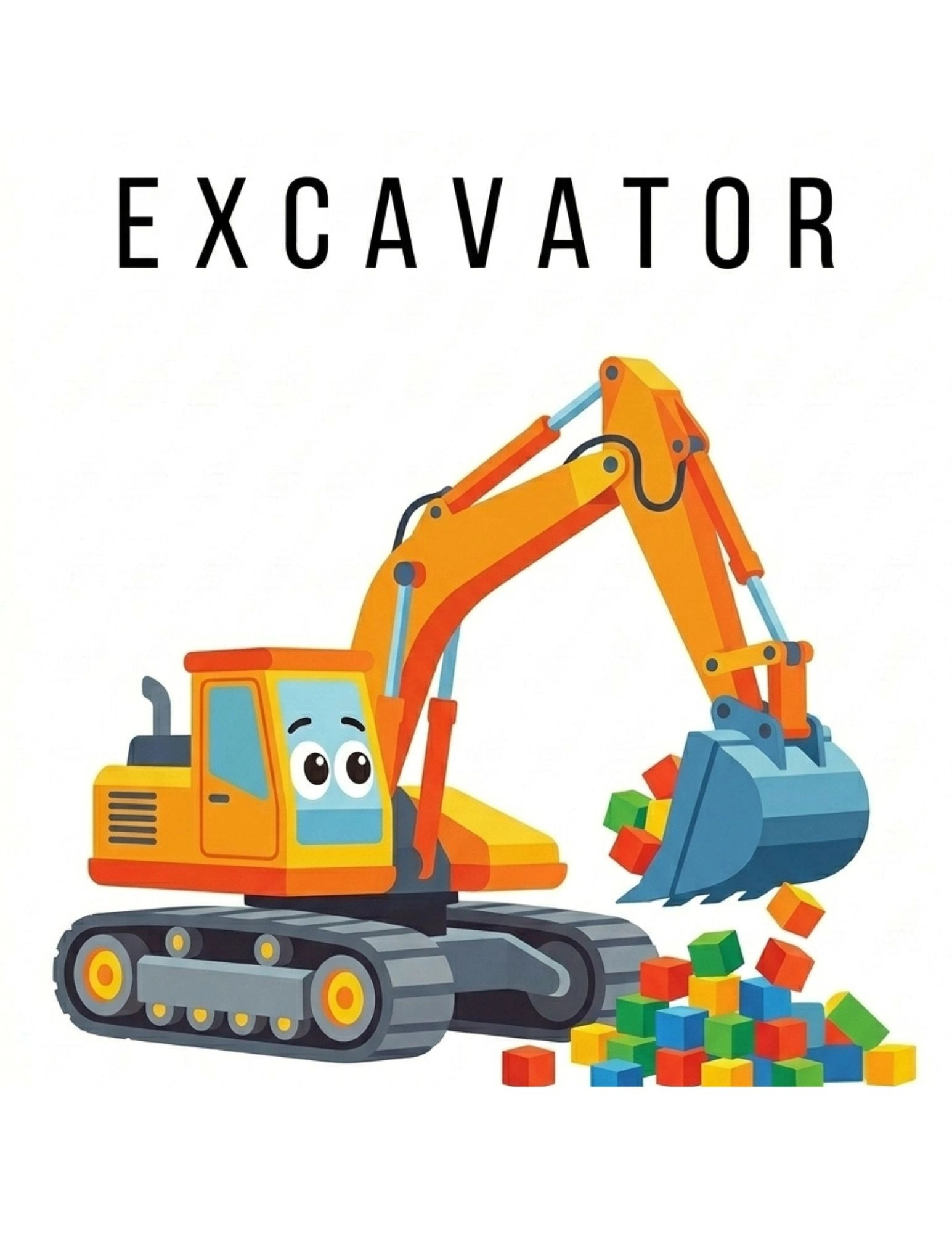 Excavator Construction Vehicle for Kids - Fun Digging Machine Card