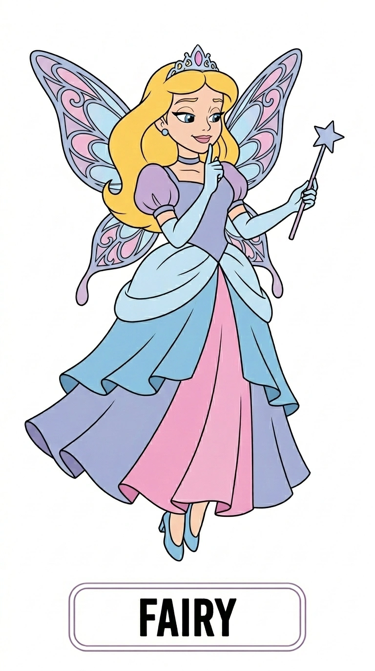 Fairy Fairytale Character Flashcard for Kids - Magical Storybook Art