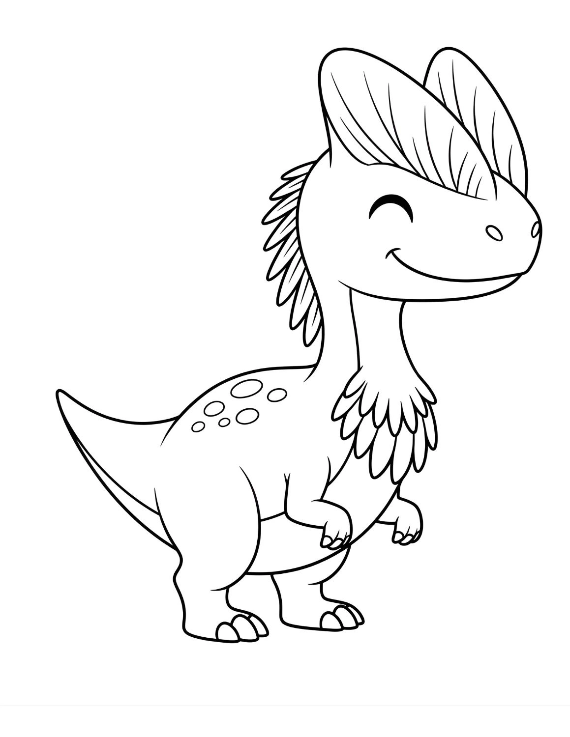 Fancy Dilophosaurus with Head Crests — Free Dino Coloring Page