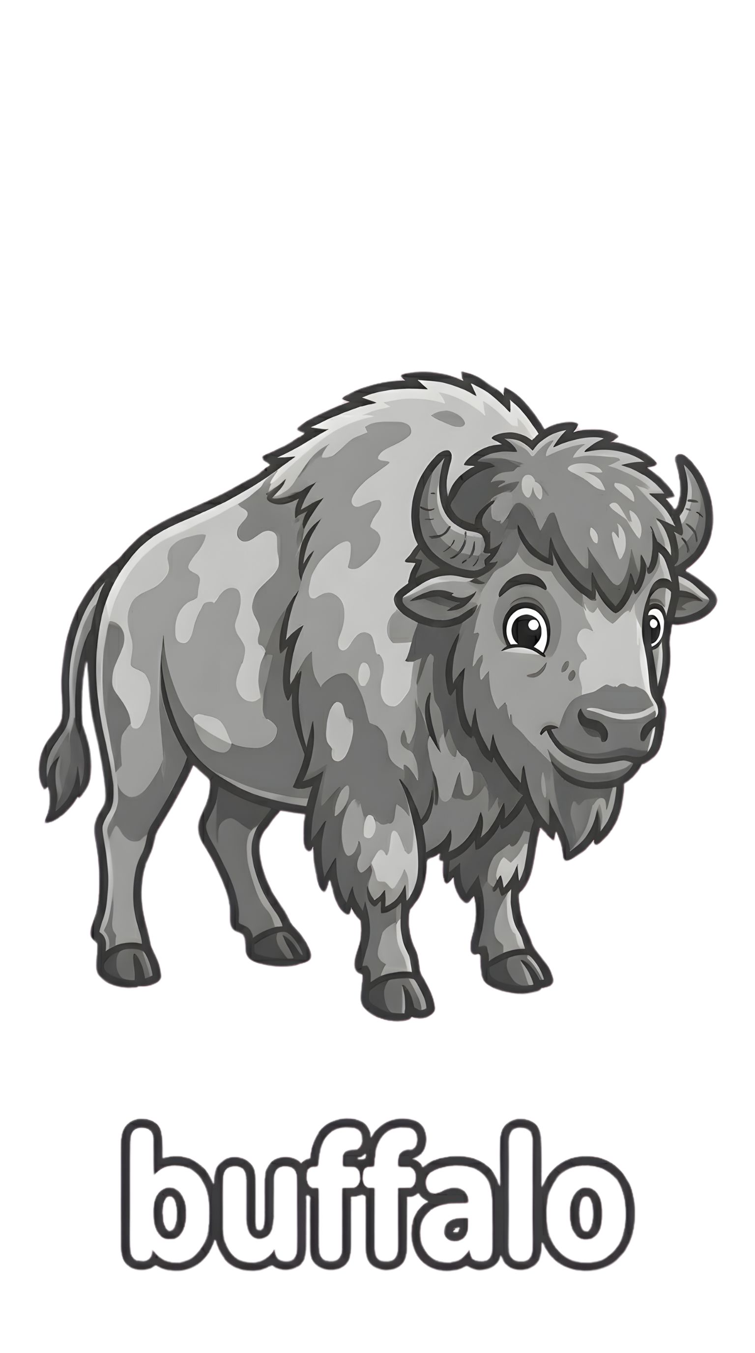Free Printable Buffalo Flashcard for Kids | Safari Animal Spelling