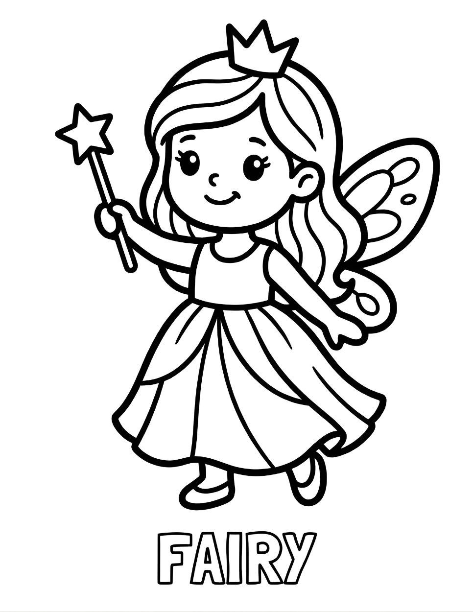 Free Printable Fairy Coloring Page for Kids | Magical Fairy Tale Art