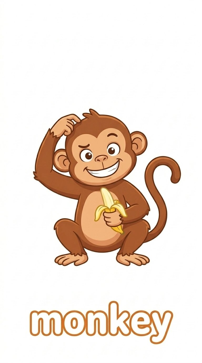 Free Printable Monkey Flashcard for Kids | Safari Animal Spelling