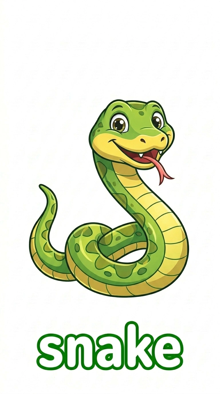 Free Printable Snake Flashcard for Kids | Safari Phonics & Spelling