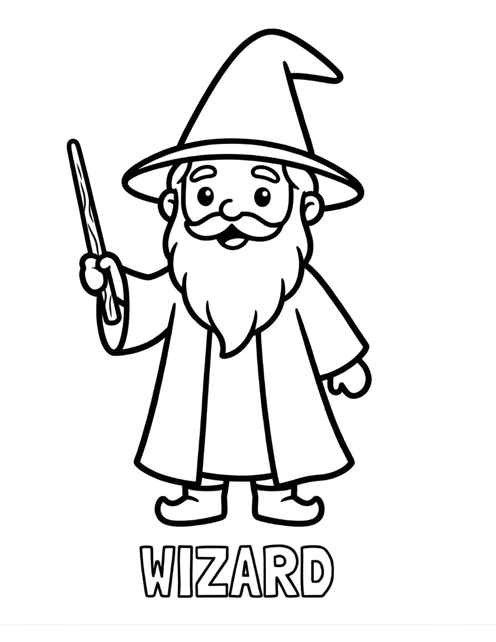 Free Printable Wizard Coloring Page for Kids | Magical Fairy Tale Magic