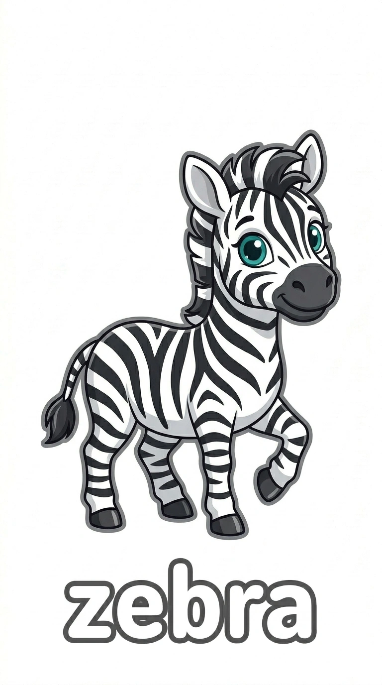 Free Printable Zebra Flashcard for Kids | Safari Animal Spelling