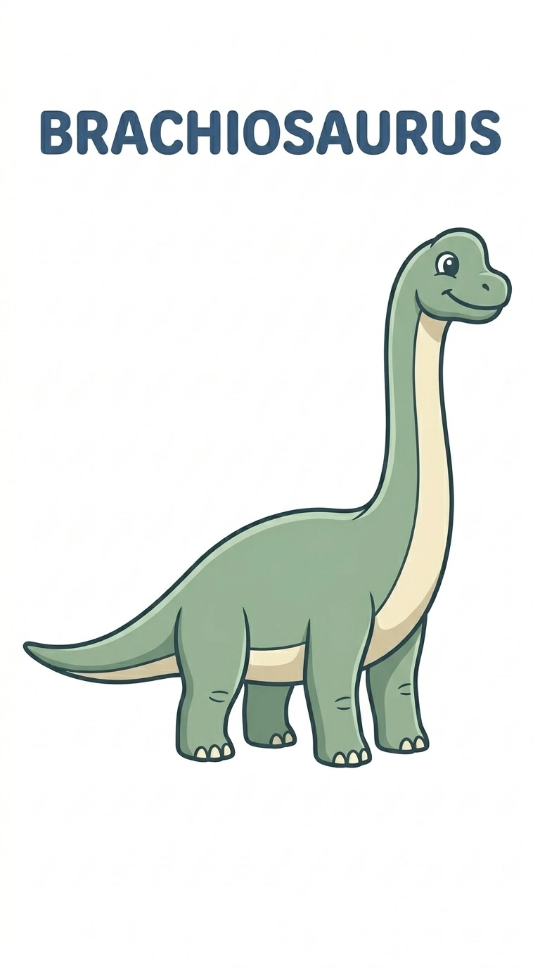 Friendly Long-Neck Brachiosaurus — Free Dino Flashcard