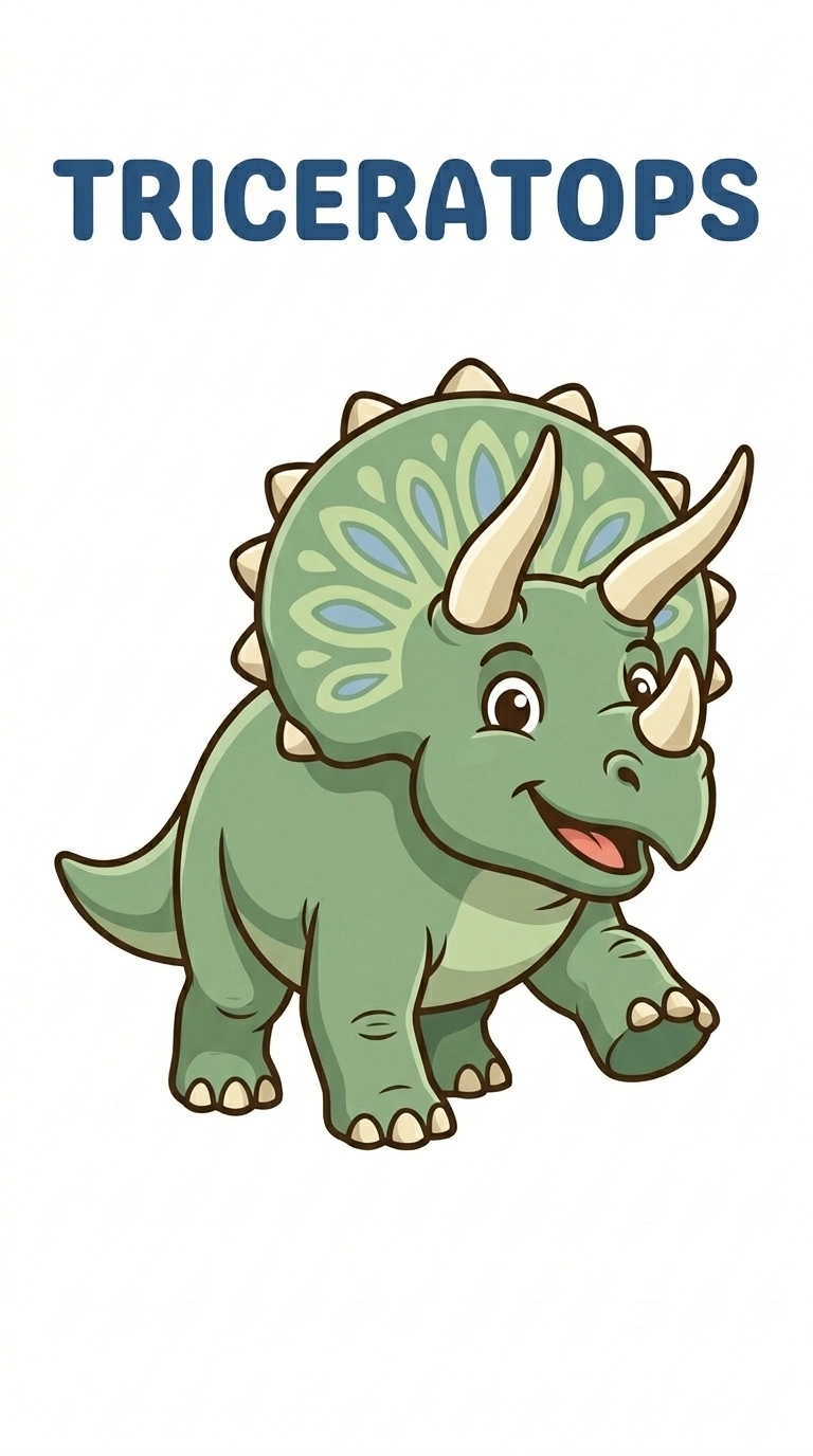 Friendly Triceratops Flashcard — Free Dino Learning Card
