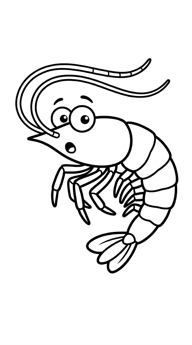 Funny Shrimp Coloring Page for Kids - Cute Ocean Animal Art