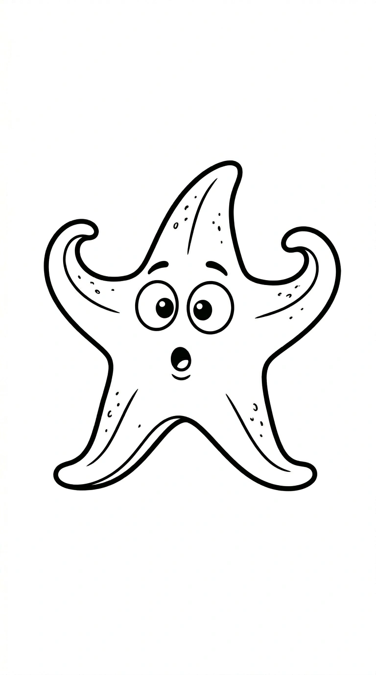 Funny Starfish Coloring Page for Kids - Simple Ocean Art