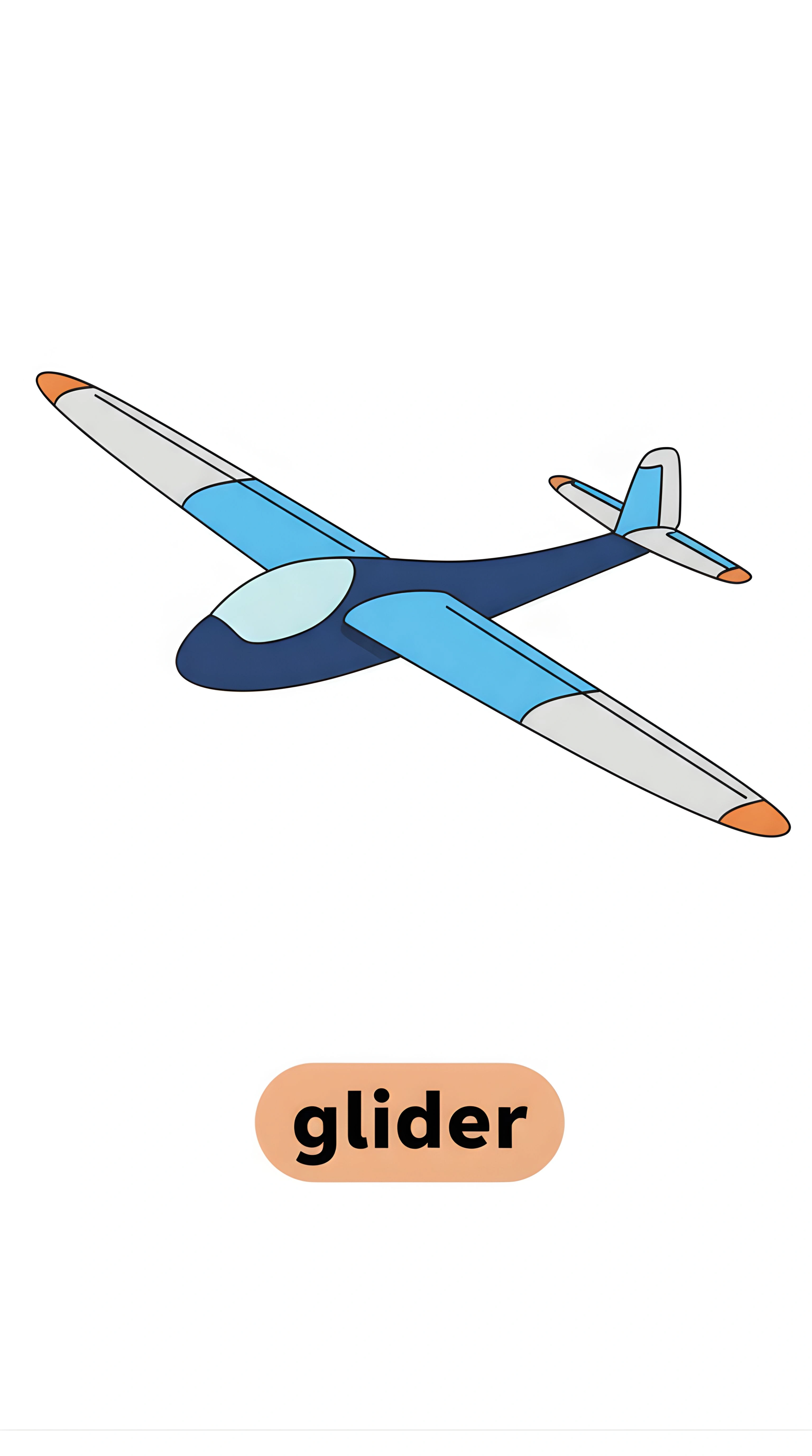 Glider Flashcard for Kids - Fun Silent Flying Learning Art