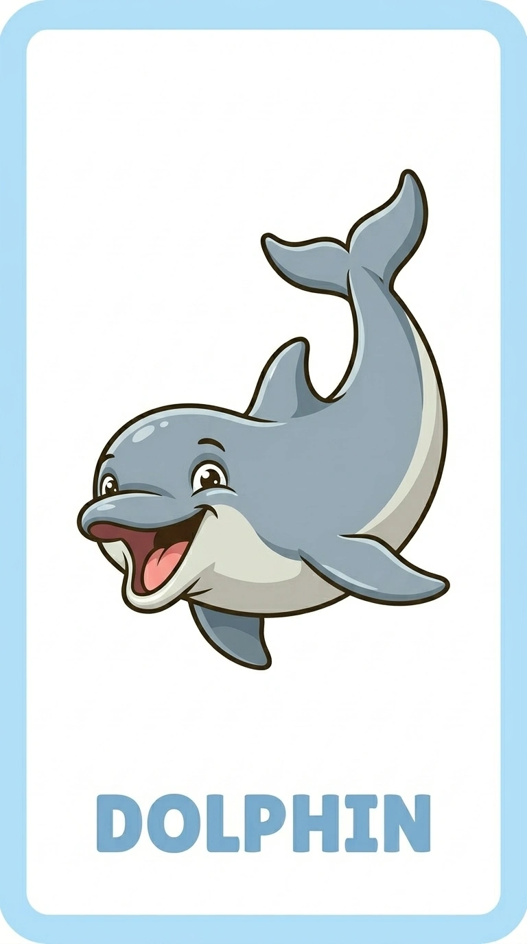 Happy Leaping Dolphin — Free Ocean Explorer Flashcard