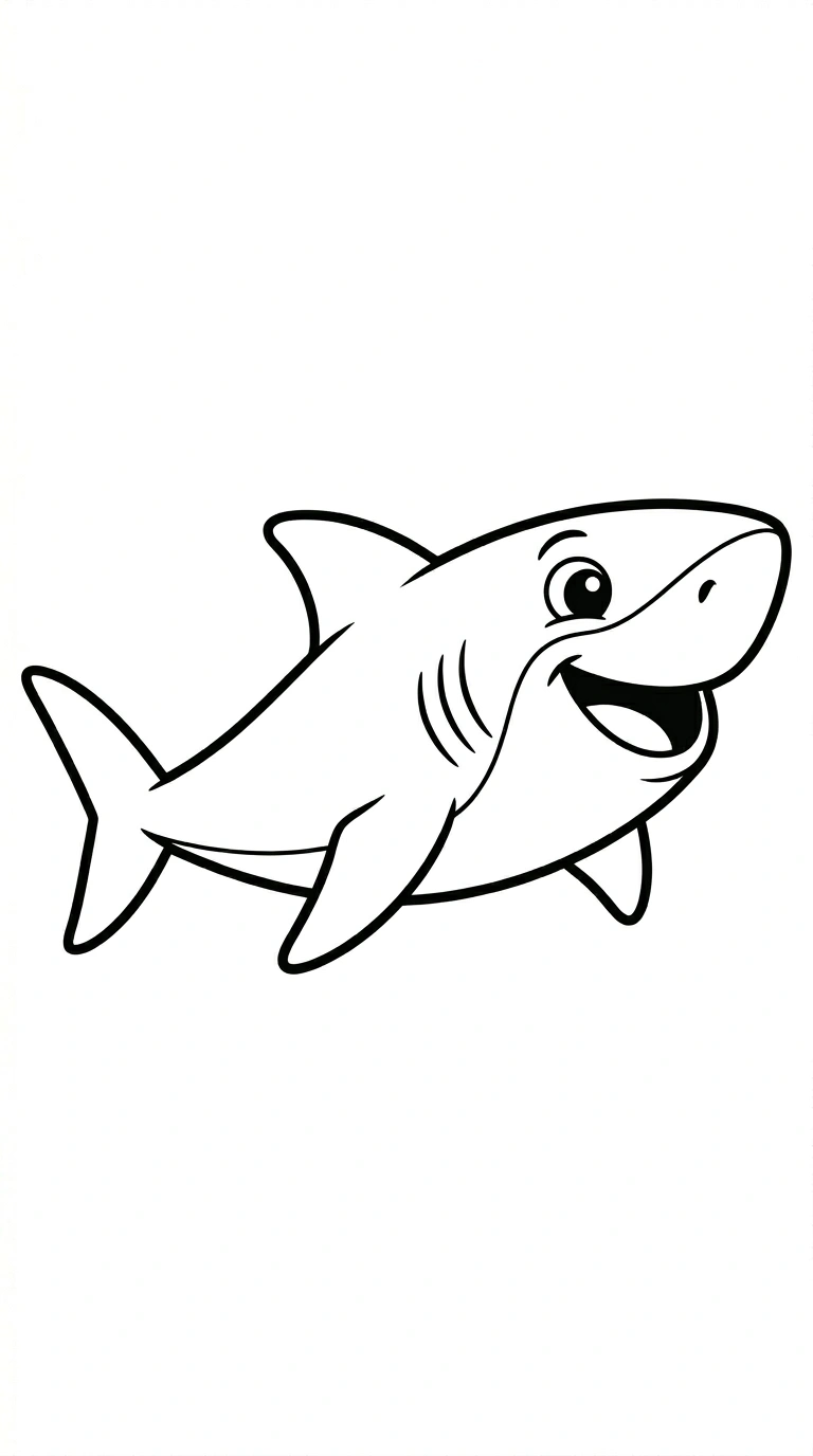 Happy Shark Coloring Page for Kids - Fun Ocean Animal Art