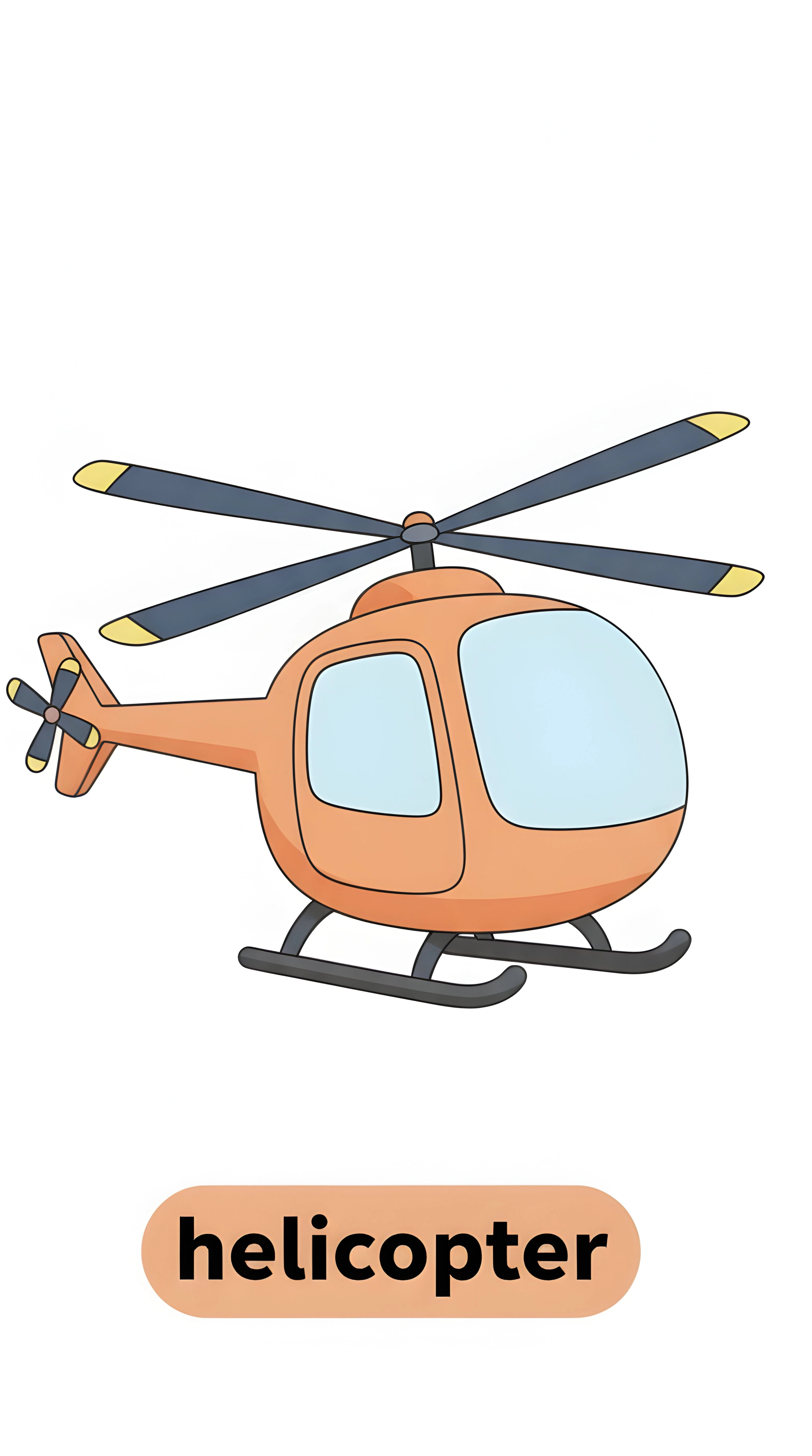 Helicopter Flashcard for Kids - Fun Air Transport Learning Art