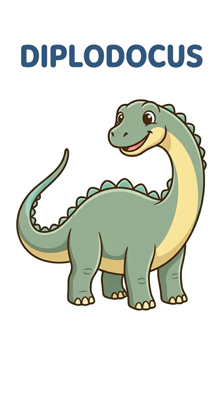Long-Tailed Diplodocus — Free Dino Learning Flashcard