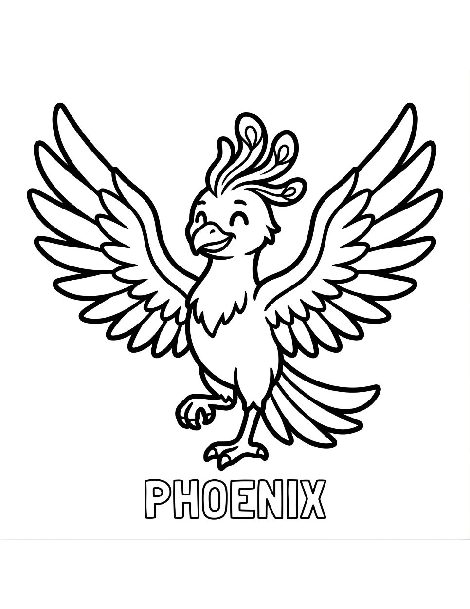 Magical Phoenix Coloring Page for Kids | Free Printable Fairy Tale Activity