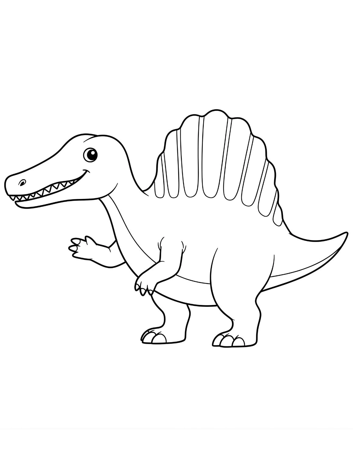 Mighty Spinosaurus with Big Sail — Free Printable Coloring Page