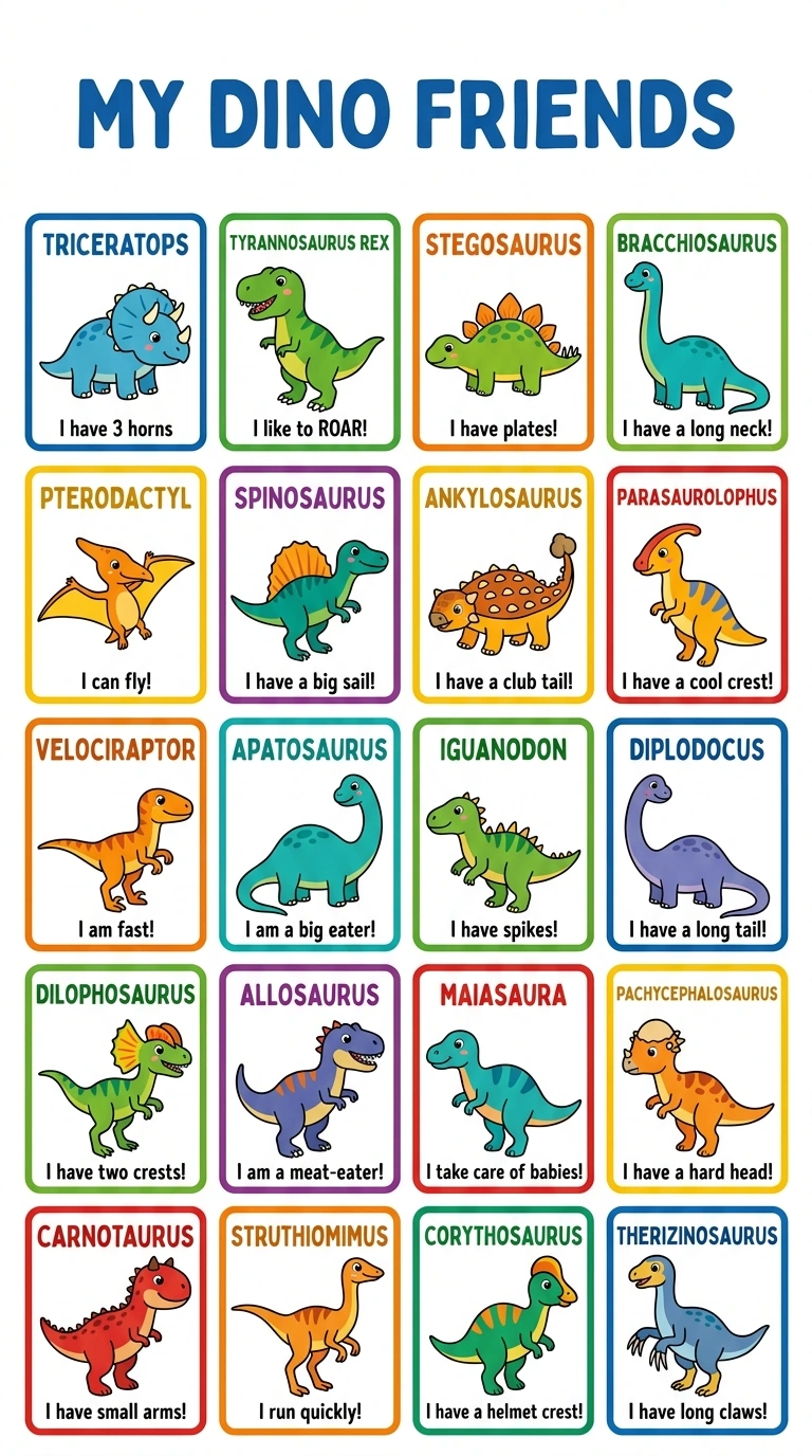 My Dino Friends Reading and Names Poster