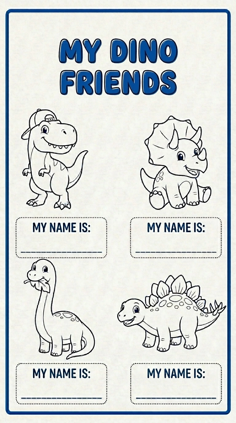 Name Your Dino Friends — Free Dinosaur Writing Worksheet