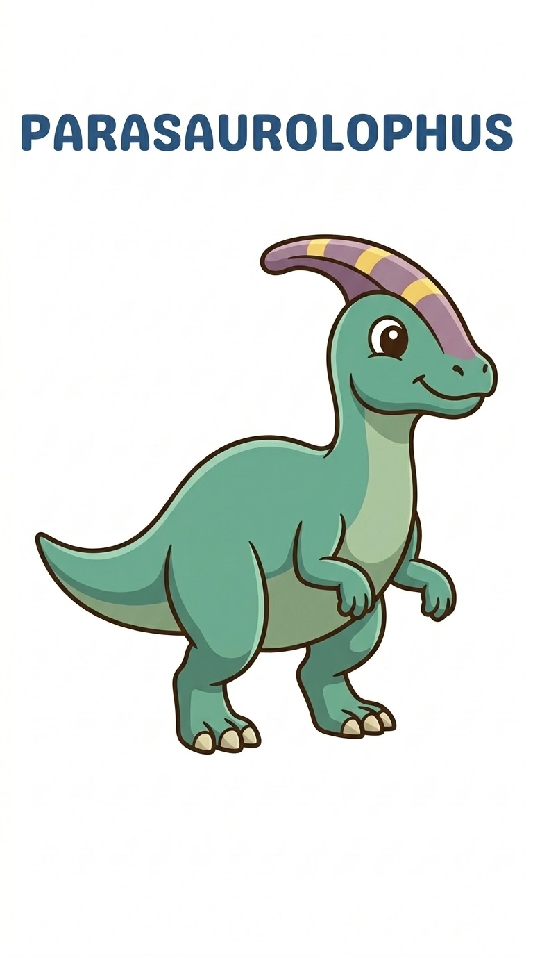 Trumpet Head Parasaurolophus — Free Dino Flashcard