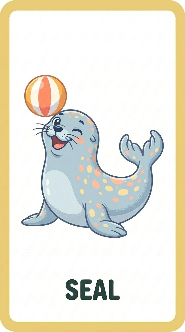 Playful Seal — Free Ocean Animal Flashcard