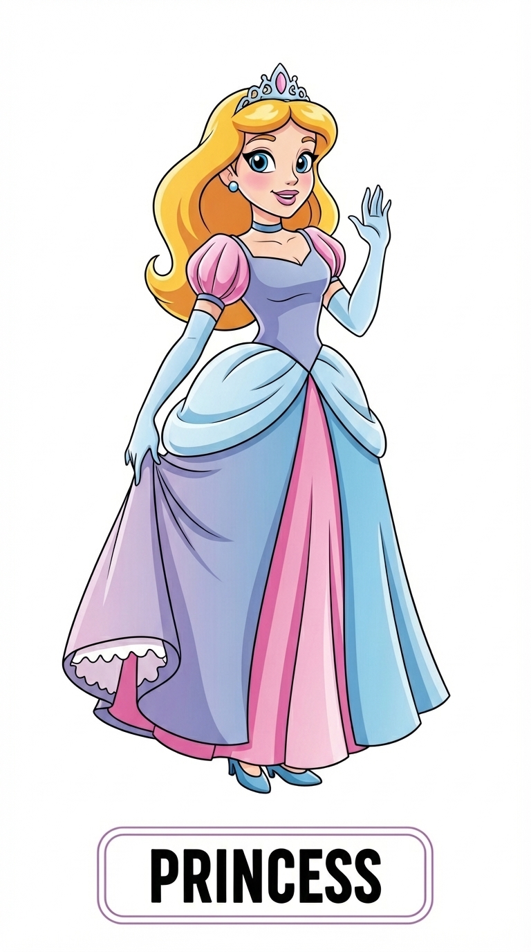 Princess Fairytale Character Flashcard for Kids - Magical Story Art