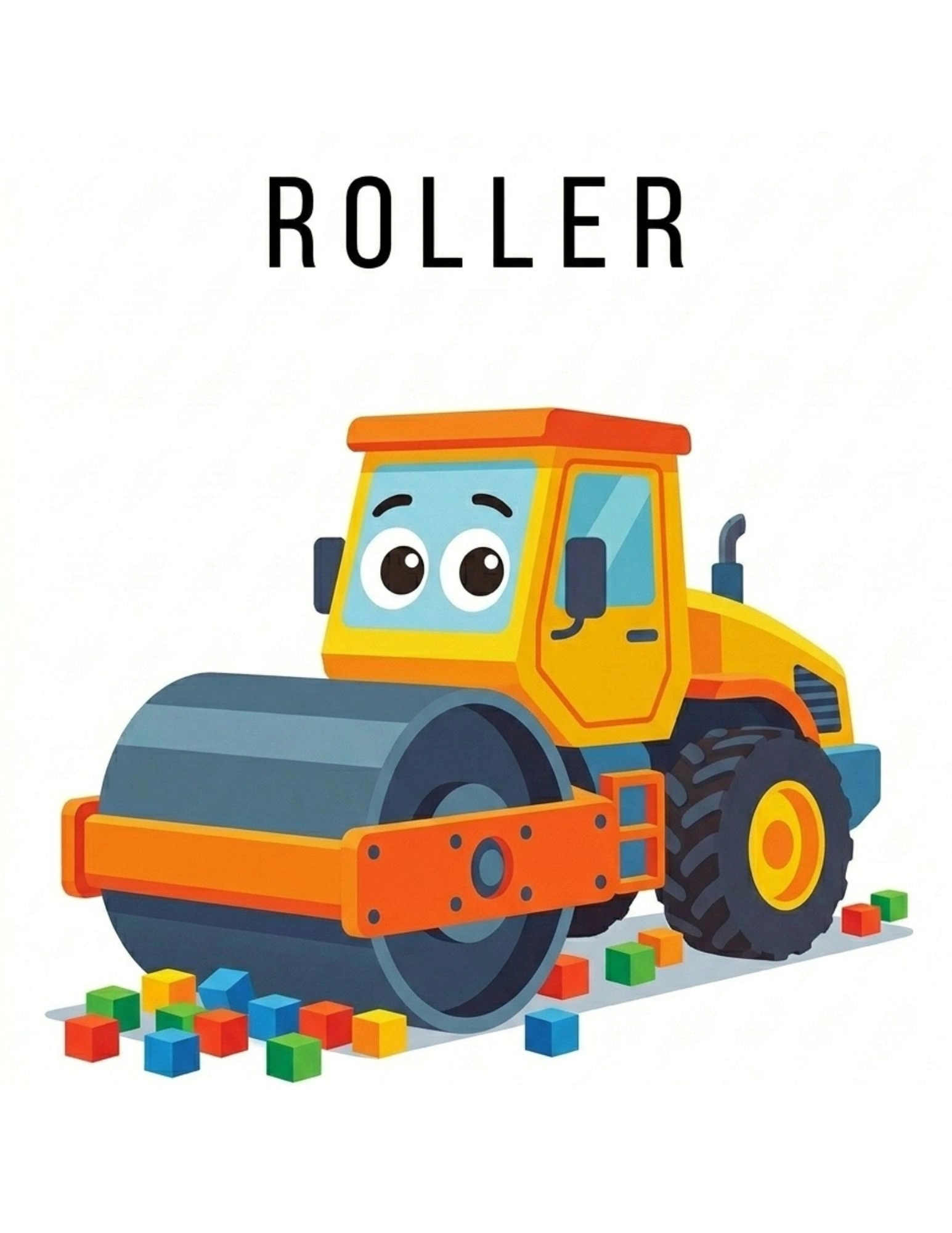 Road Roller Construction Vehicle for Kids - Fun Learning Art