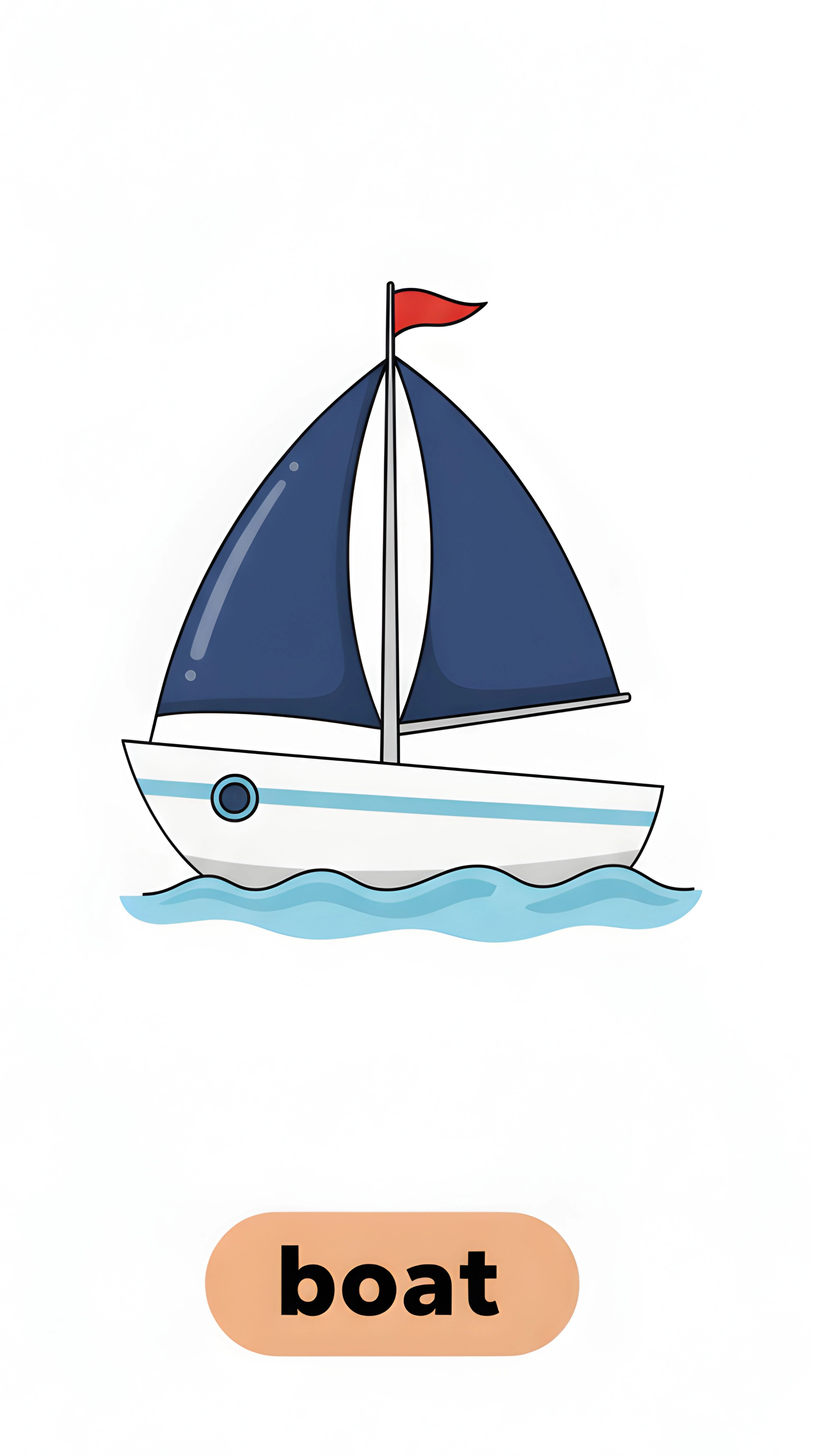 Sail Boat Flashcard for Kids - Fun Water Travel Learning Art