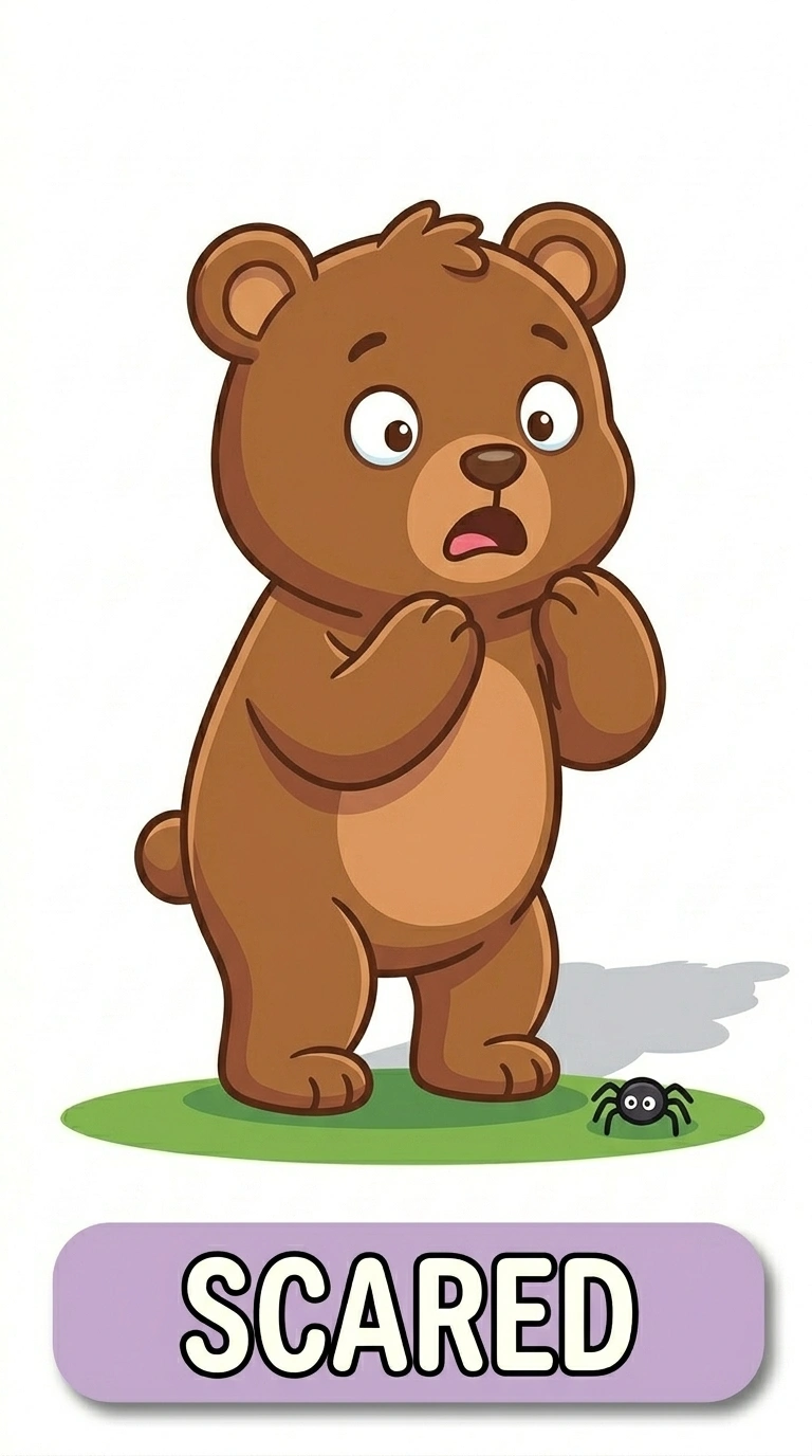 Scared Benny Bear Emotion Flashcard for Kids | Printable Feelings Activity