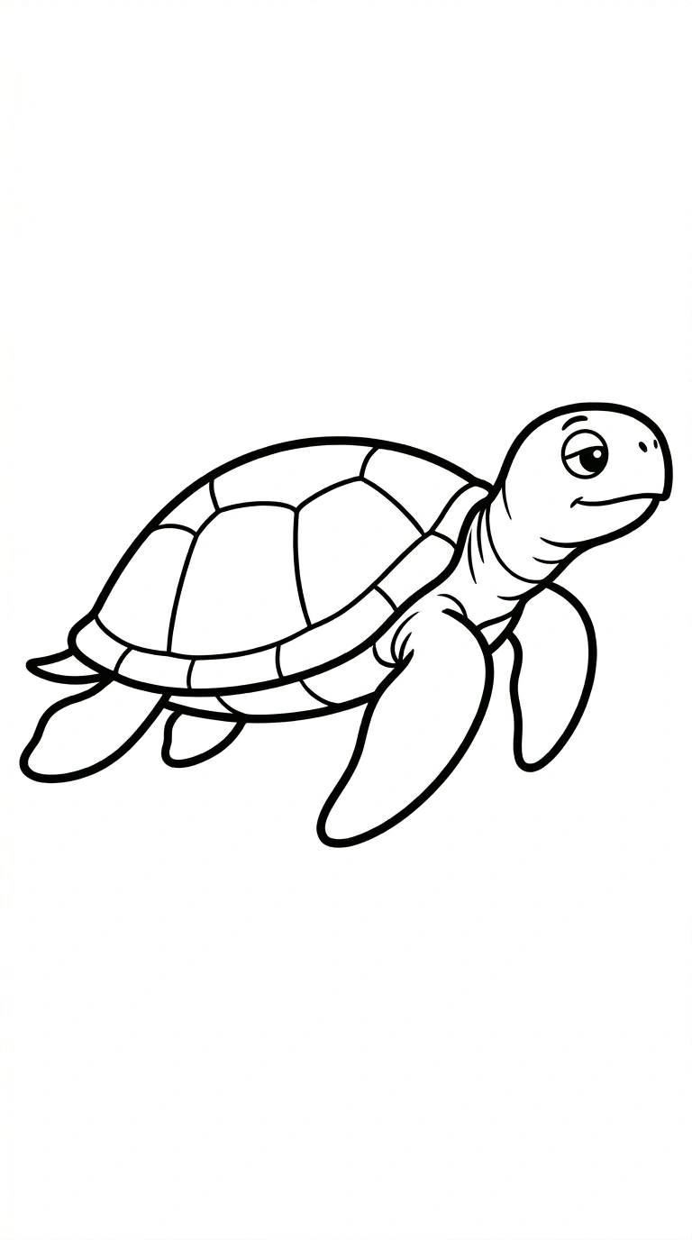 Sea Turtle Coloring Page for Kids - Printable Ocean Nature Art