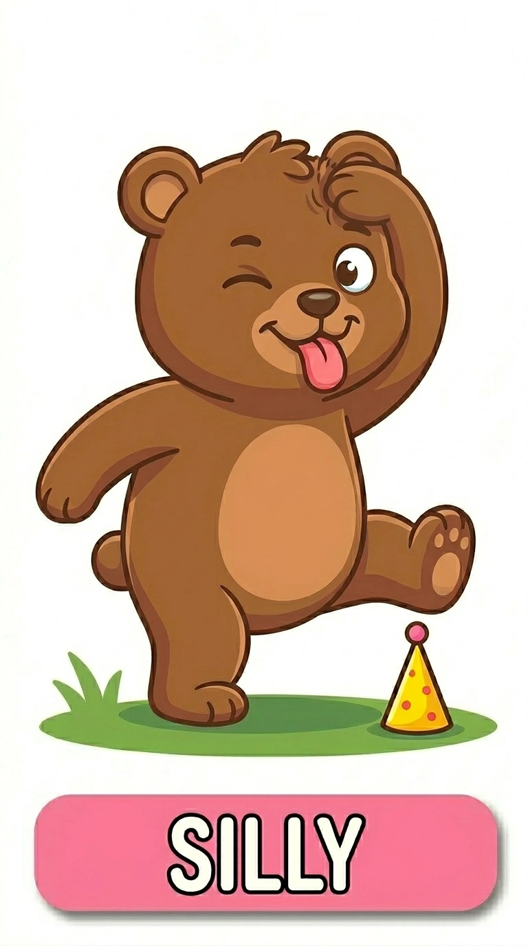 Silly Benny Bear Emotion Flashcard for Kids