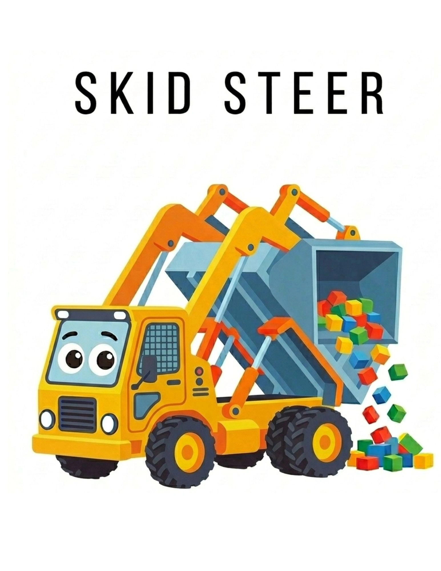 Skid Steer Construction Vehicle for Kids - Small Loader Learning Card