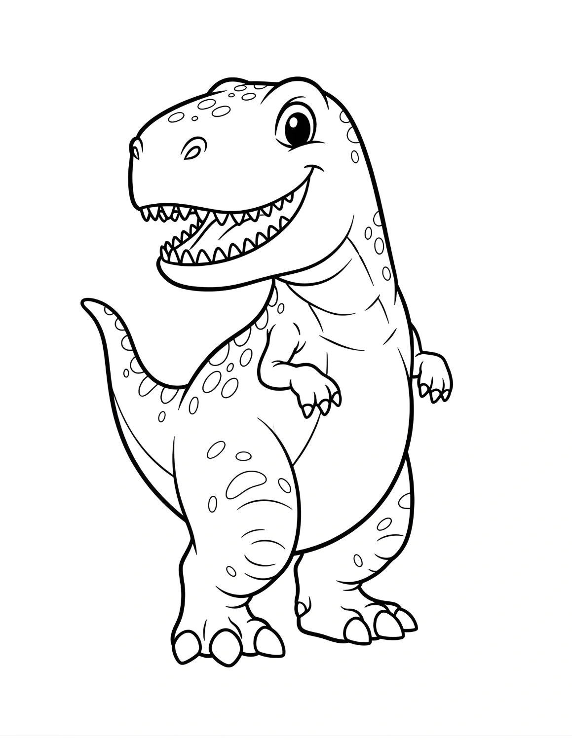 Smiling T-Rex — Free King of Dinosaurs Coloring Page