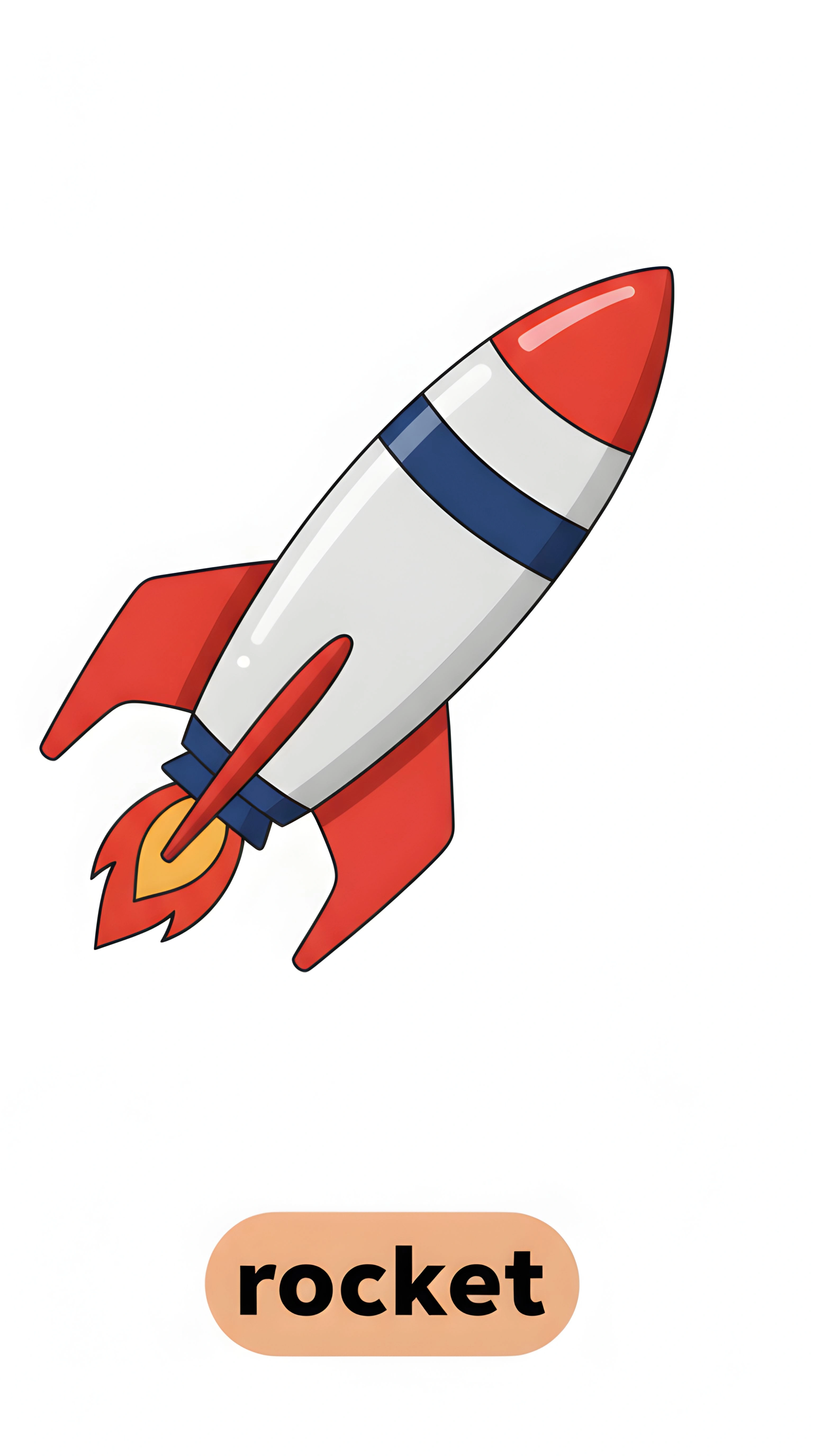 Space Rocket Flashcard for Kids - Fun Astronaut Travel Art